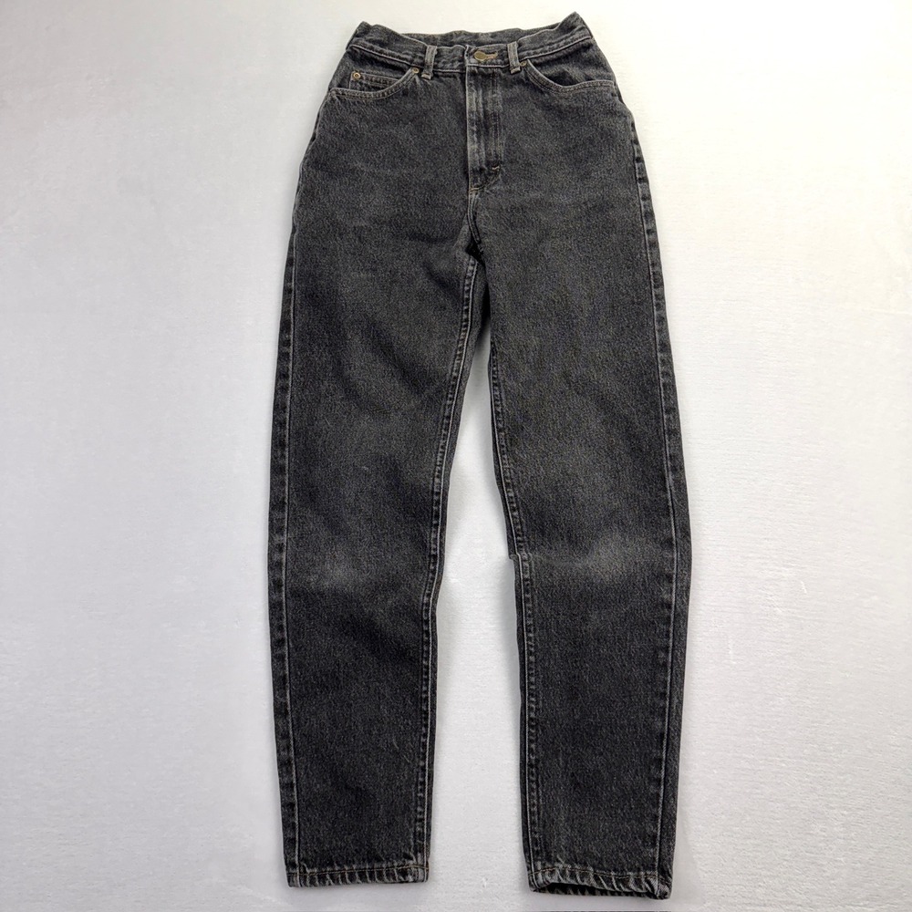 LL Bean Vintage 90s High Waisted Tapered Leg Mom Jeans Washed Black Made in USA